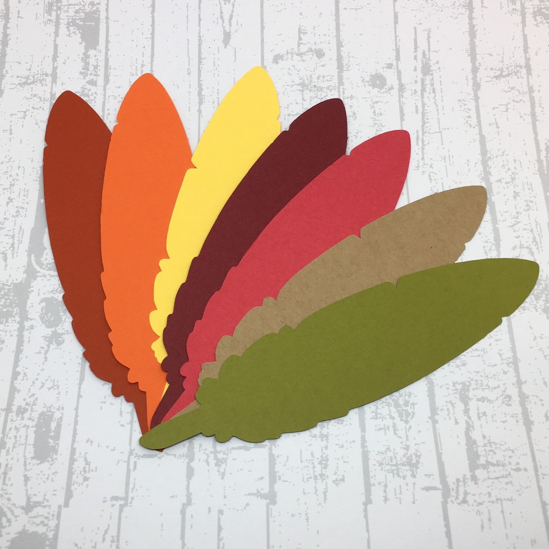 Paper Die Cut Feathers 5&amp;quot; - Thanksgiving Table - Place Cards pertaining to Printable Colored Turkey Feathers