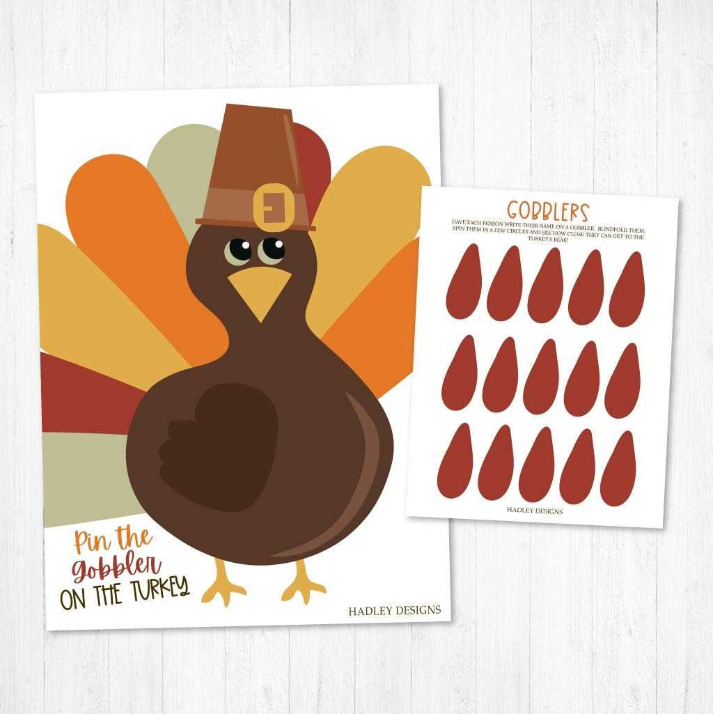 Pin The Gobbler Game Template - Digital Pin The Tail Thanksgiving regarding Pin The Tail On The Turkey Game Printable