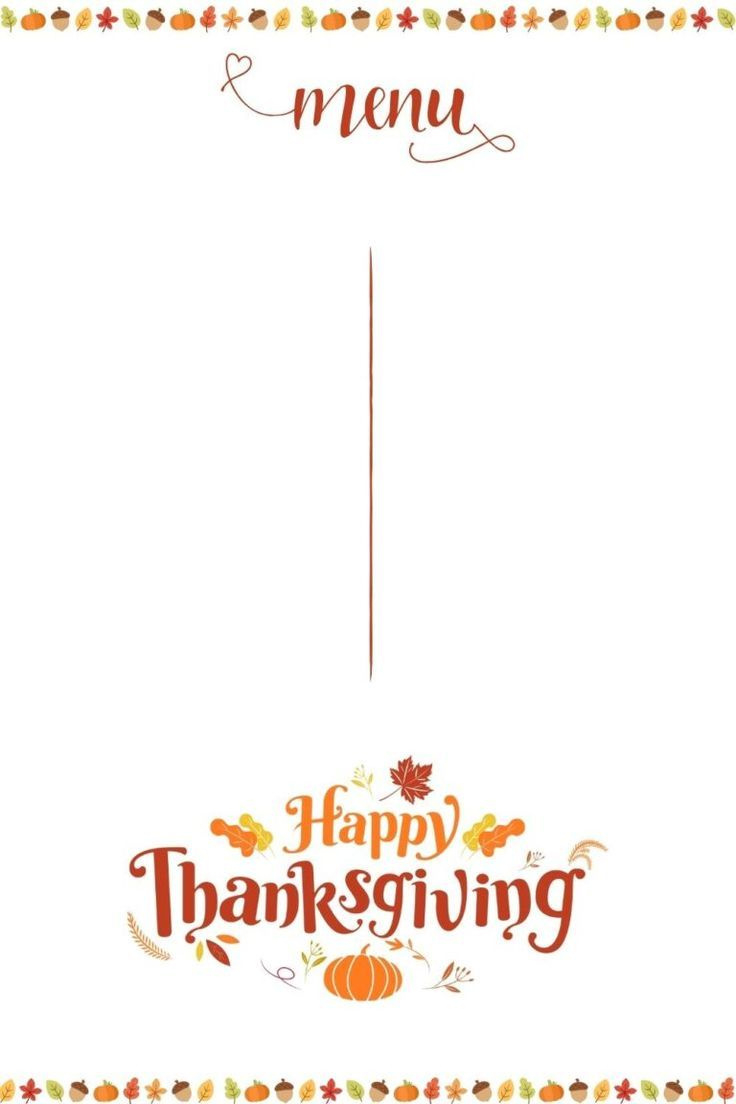 Printable Blank Restaurant Menu Template For Thanksgiving with Thanksgiving Menu Blank Template