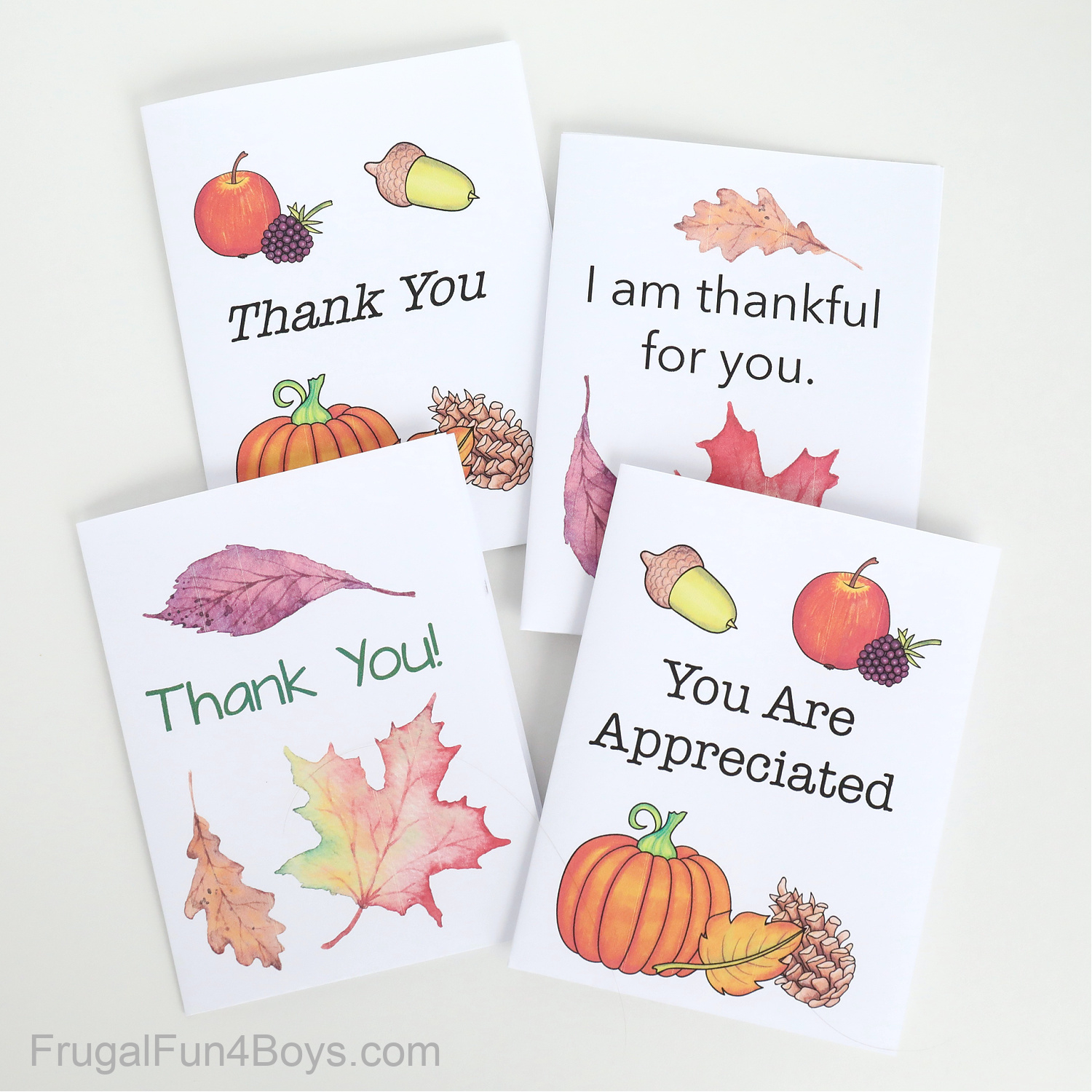 Printable Gratitude Cards {Kids Thanksgiving Activity} - Frugal in Printable Thanksgiving Thank You Cards
