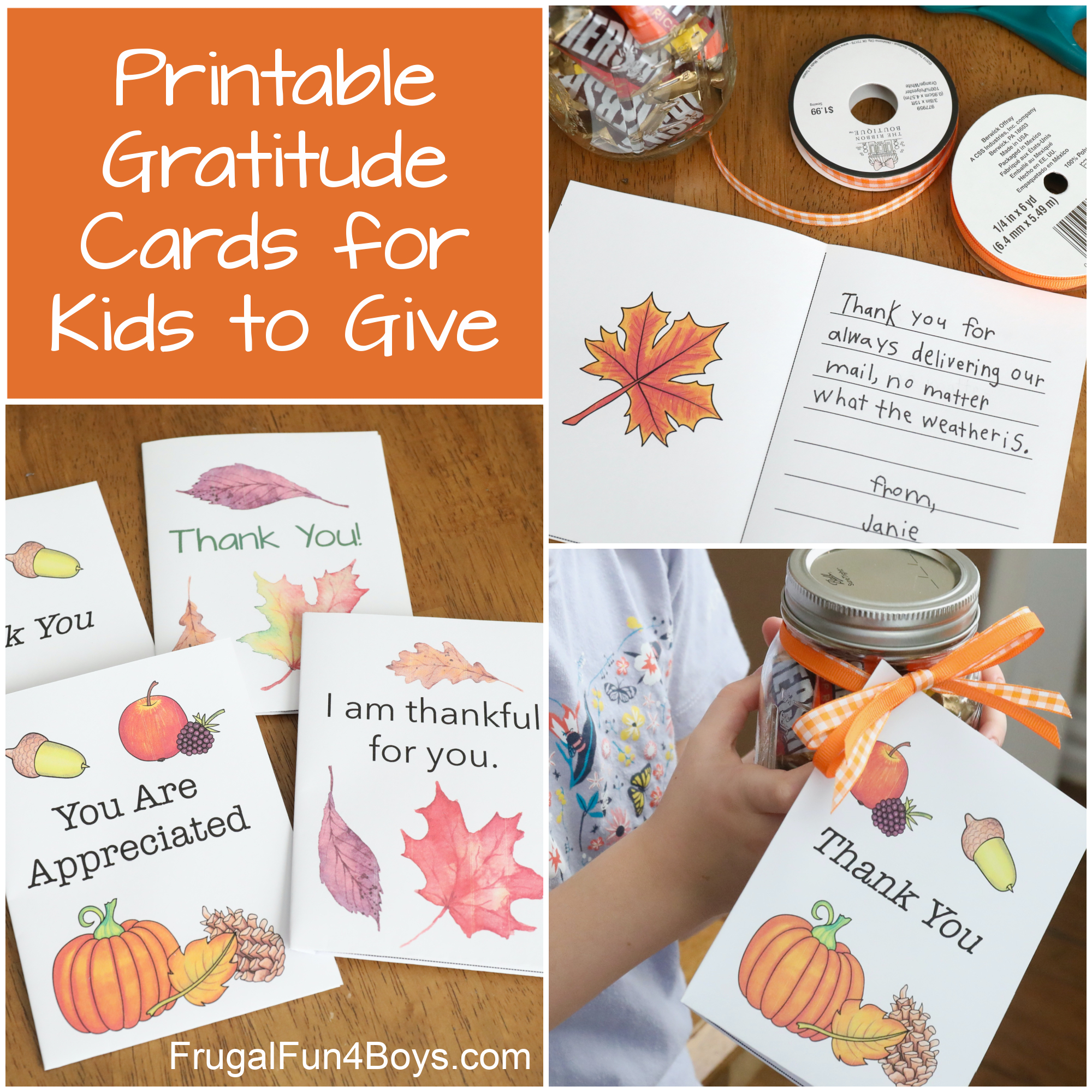 Printable Gratitude Cards {Kids Thanksgiving Activity} - Frugal throughout Printable Thanksgiving Cards For Kids