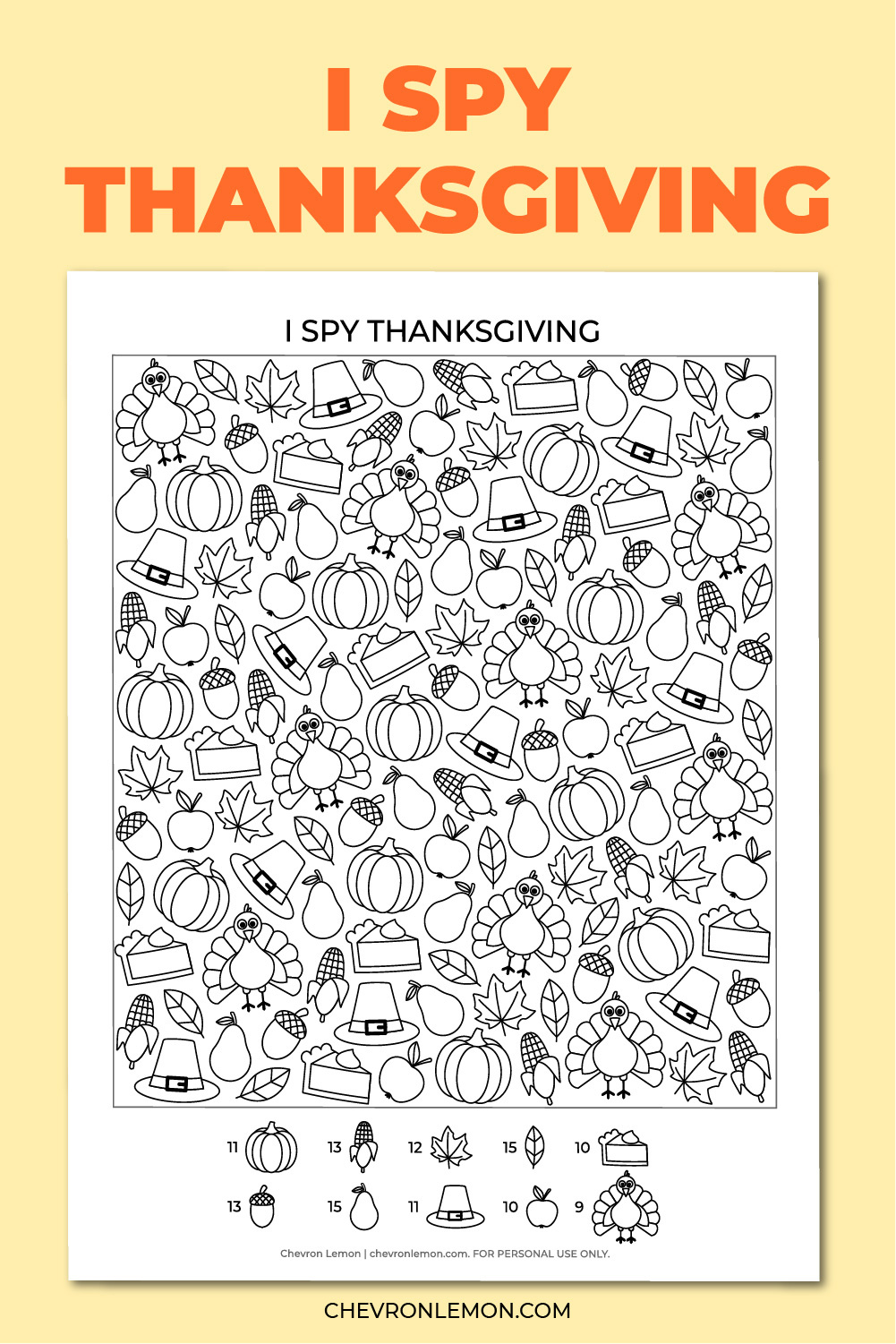 Printable I Spy Thanksgiving Game - Chevron Lemon intended for Thanksgiving I Spy Printable