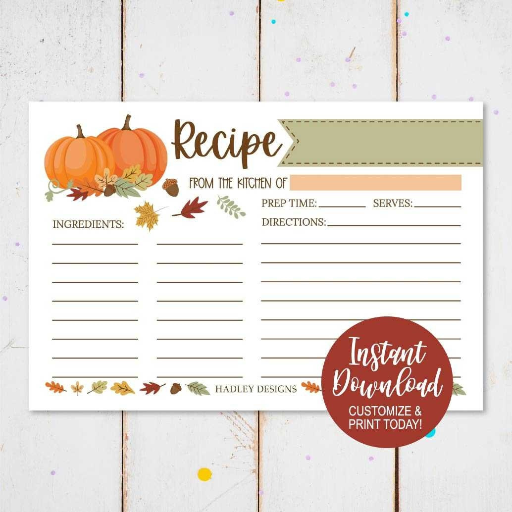 Printable Recipe Card 4X6, Thanksgiving Recipe Card Printable pertaining to Thanksgiving Recipe Cards Printable