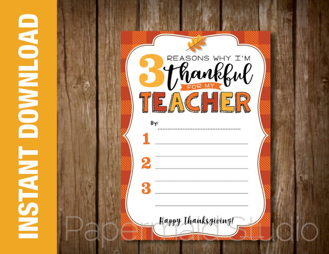 Printable Teacher Thanksgiving Card - School Teacher Fill-In-The regarding Printable Thanksgiving Card For Teacher
