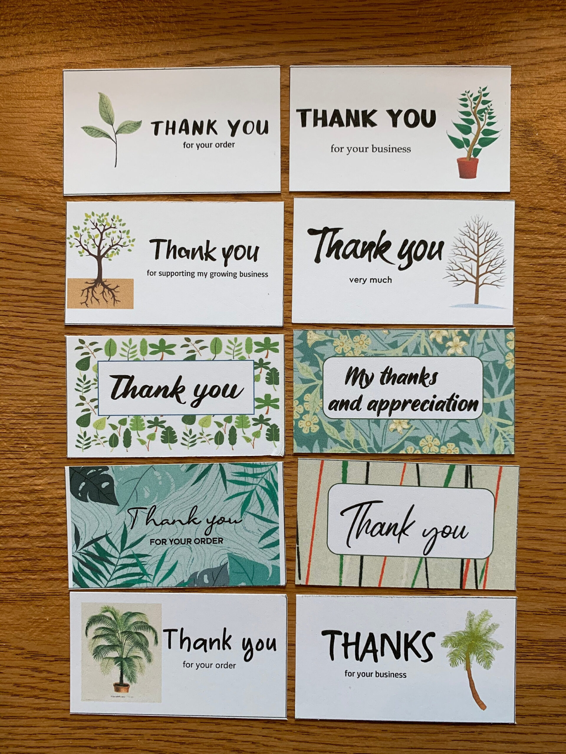 Printable Thank You For Your Order Cards, Set Of 10, Mini Cards throughout I am Thankful For You Business Card Printable