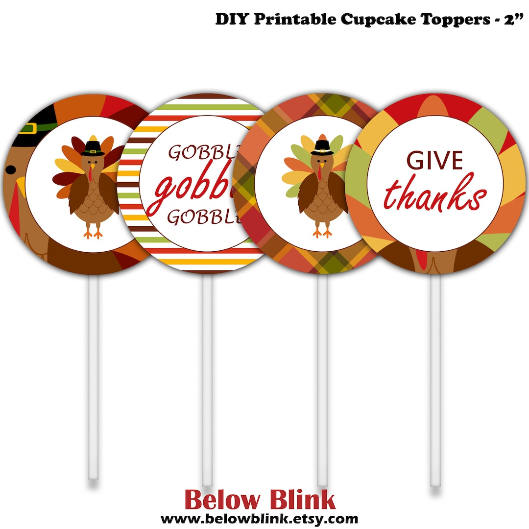 Printable Thanksgiving Cupcake Toppers, Give Thanks, Thanksgiving regarding Printable Thanksgiving Cupcake Toppers