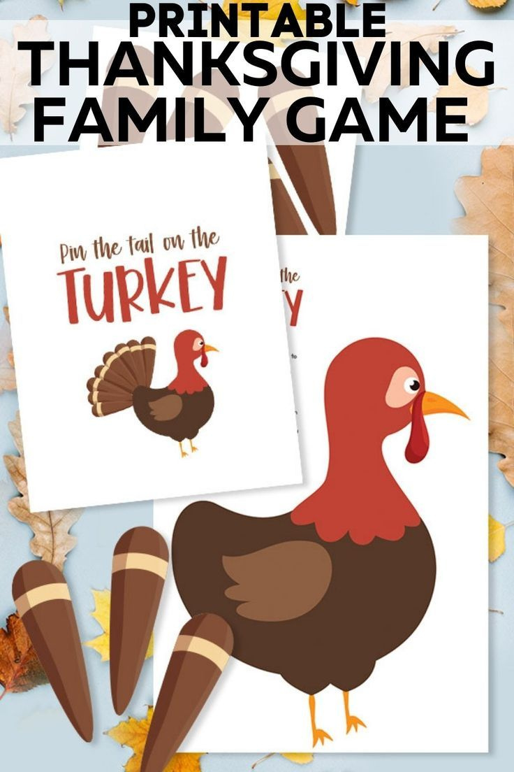 Printable Thanksgiving Family Game "Pin The Feather" in Printable Pin the Tail On the Turkey