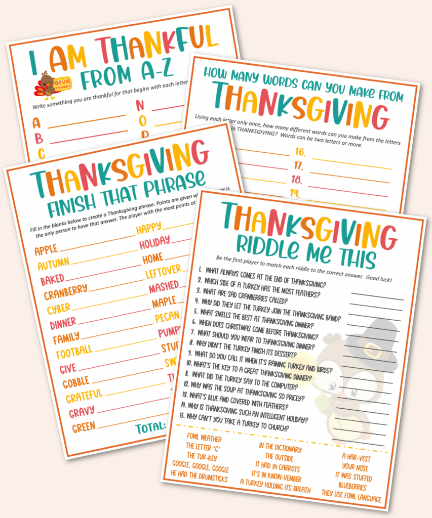 Printable Thanksgiving Game Pack - Kara Creates pertaining to Thanksgiving Family Games Free Printable