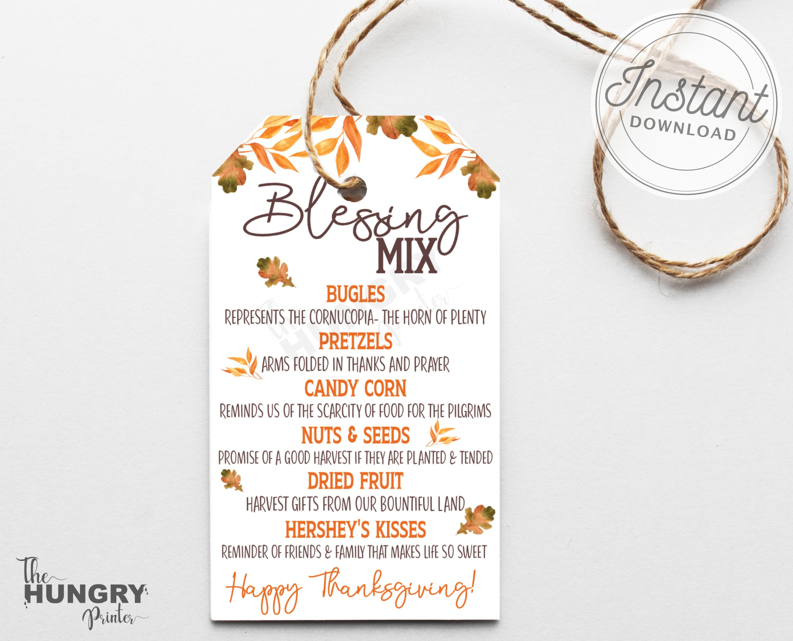 Printable Thanksgiving Gift Tag, Blessing Mix Label, Thanksgiving inside Thanksgiving Blessing Mix Printable Tags