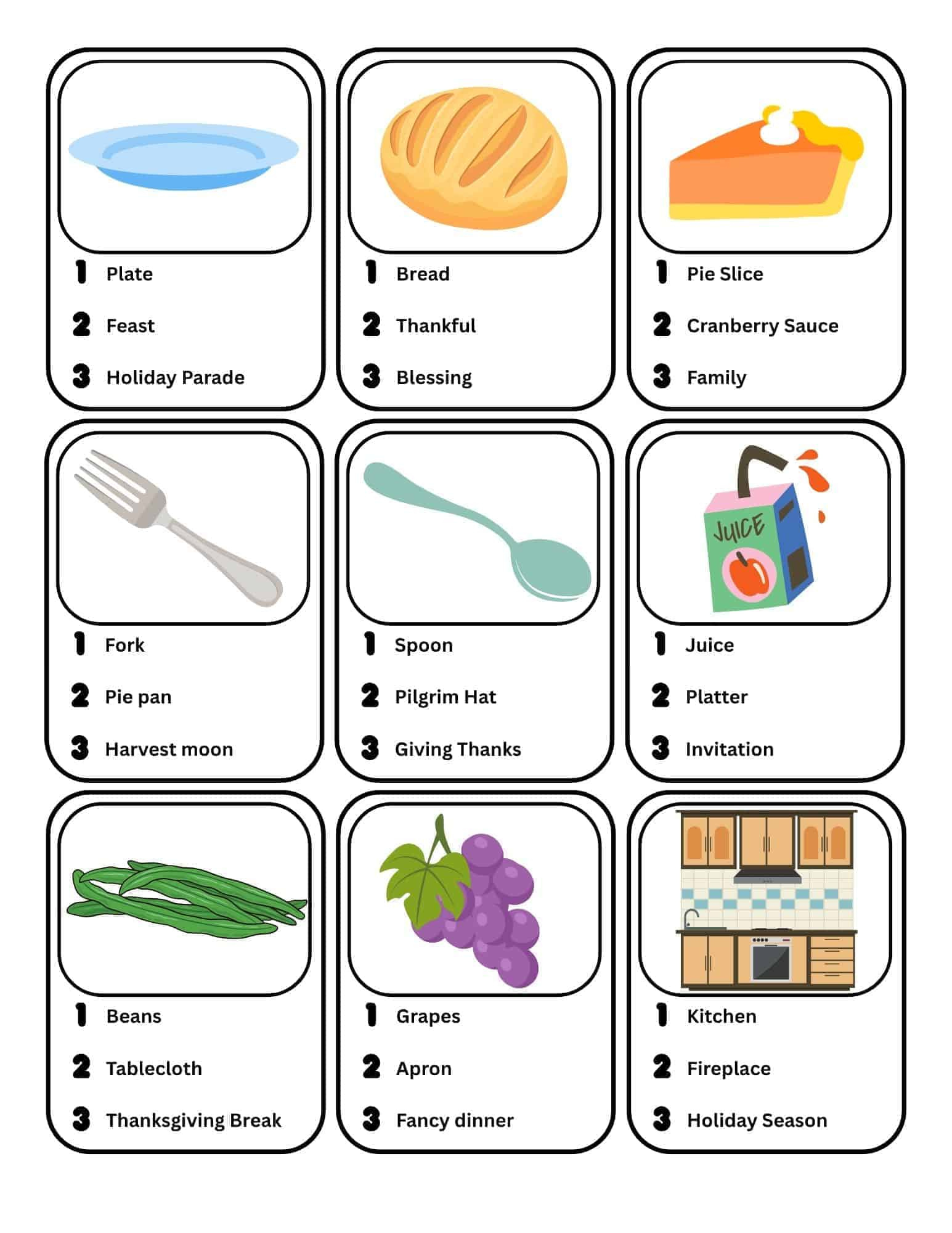 Printable Thanksgiving Pictionary Game For Kids And Adults intended for Thanksgiving Pictionary Free Printable