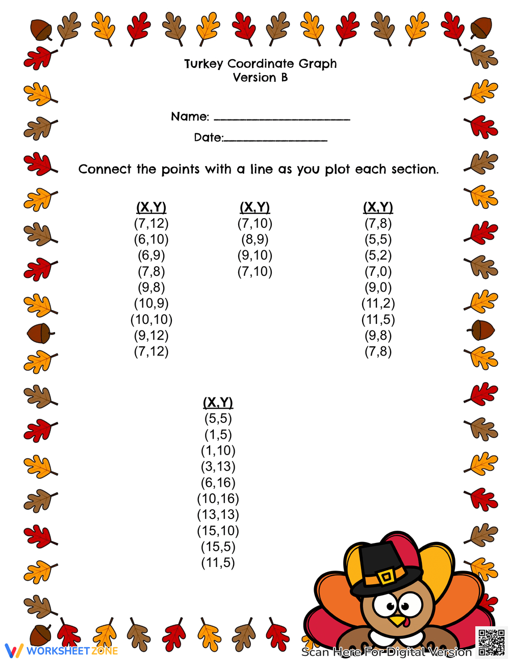 Printable Thanksgiving Plotting Point Worksheets Worksheets throughout Thanksgiving Graphing Worksheets