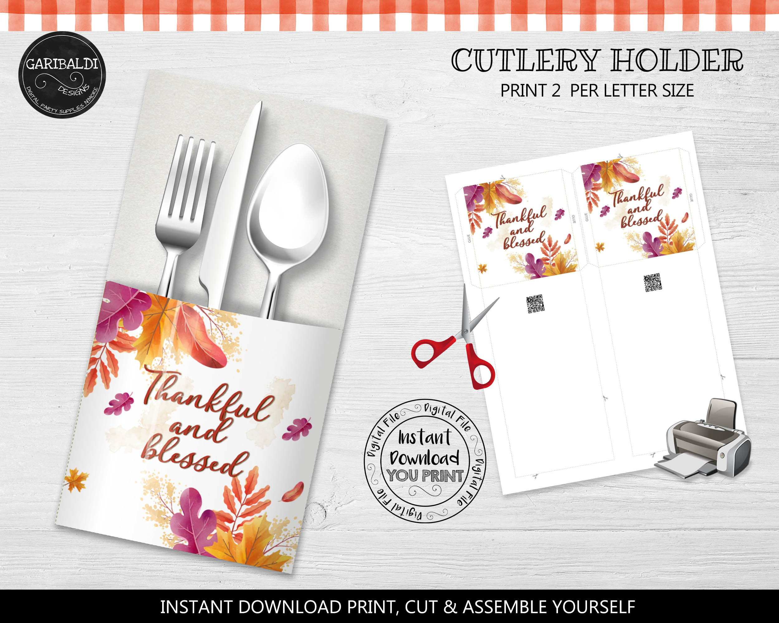 Printable Thanksgiving Silverware Cutlery Holders Instant Download within Thanksgiving Silverware Holders Printable