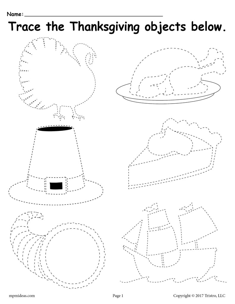 Printable Thanksgiving Tracing Worksheet! – Supplyme - Worksheets throughout Pre K Thanksgiving Printables Preschool