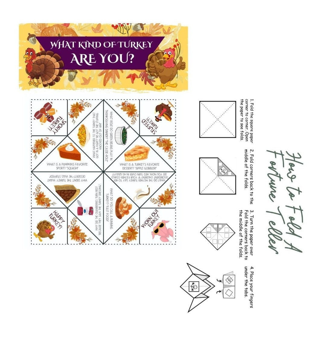 Printable Thanksgiving Wahrsagerin Und Cootie Catcher | Erntedank intended for Thanksgiving Cootie Catcher Printable