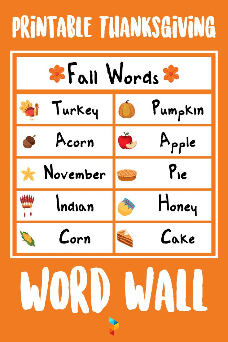 Printable Thanksgiving Word Wall throughout Thanksgiving Word Wall Printable