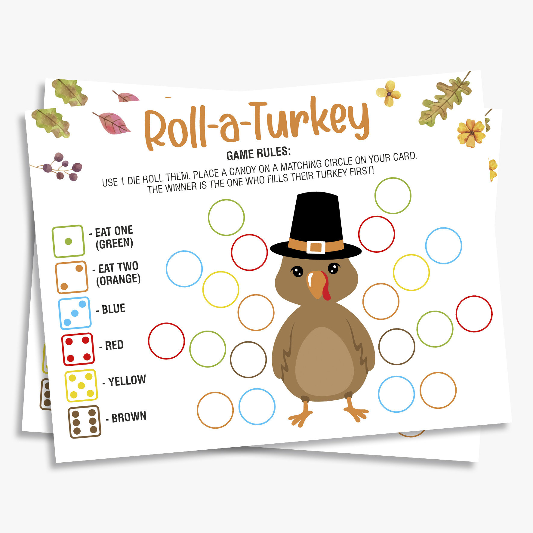 Roll A Turkey Thanksgiving Game: Fun Dice Activity (Printable inside Roll a Turkey Printable