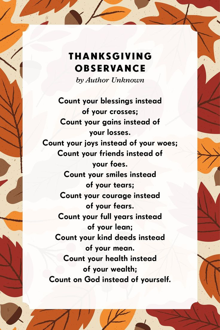 Share These Thanksgiving Poems Or Sayings Around Your Holiday Table in Thanksgiving Poem Count Your Blessings