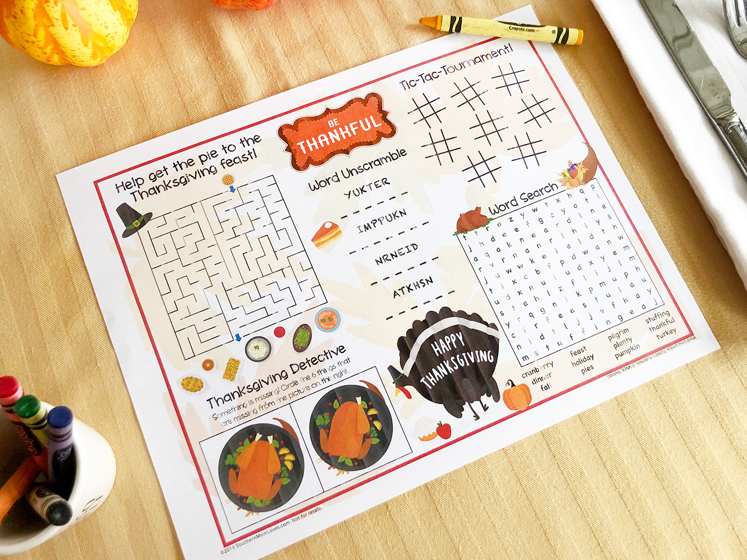 Southern Mom Loves: Thanksgiving Games Placemat For Your Kids regarding Thanksgiving Board Games Printable