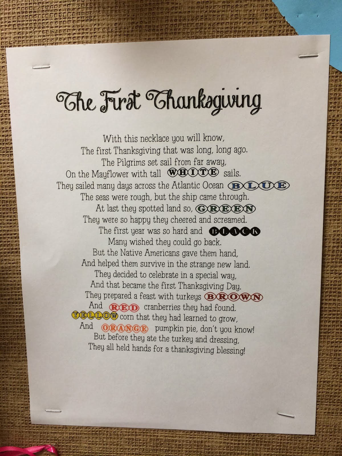 Teach Them To Fly: The First Thanksgiving Poem with regard to Thanksgiving Poem Bracelet