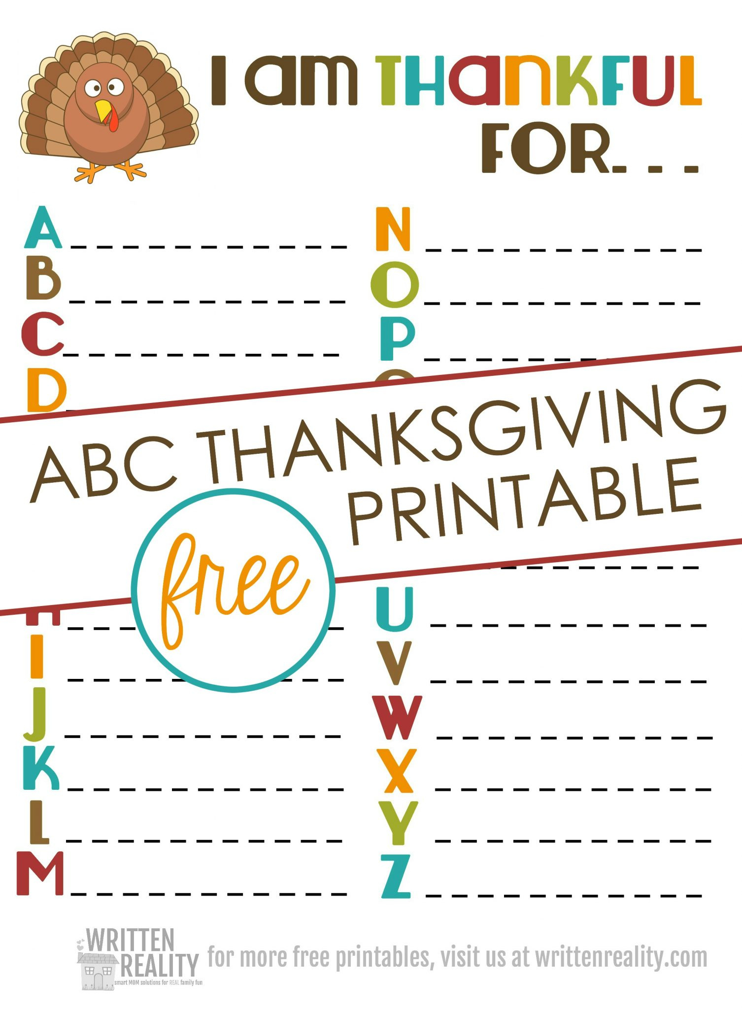 Thankful Abcs Printable Is Perfect For Thanksgiving! - Written Reality within Thanksgiving ABC Worksheets