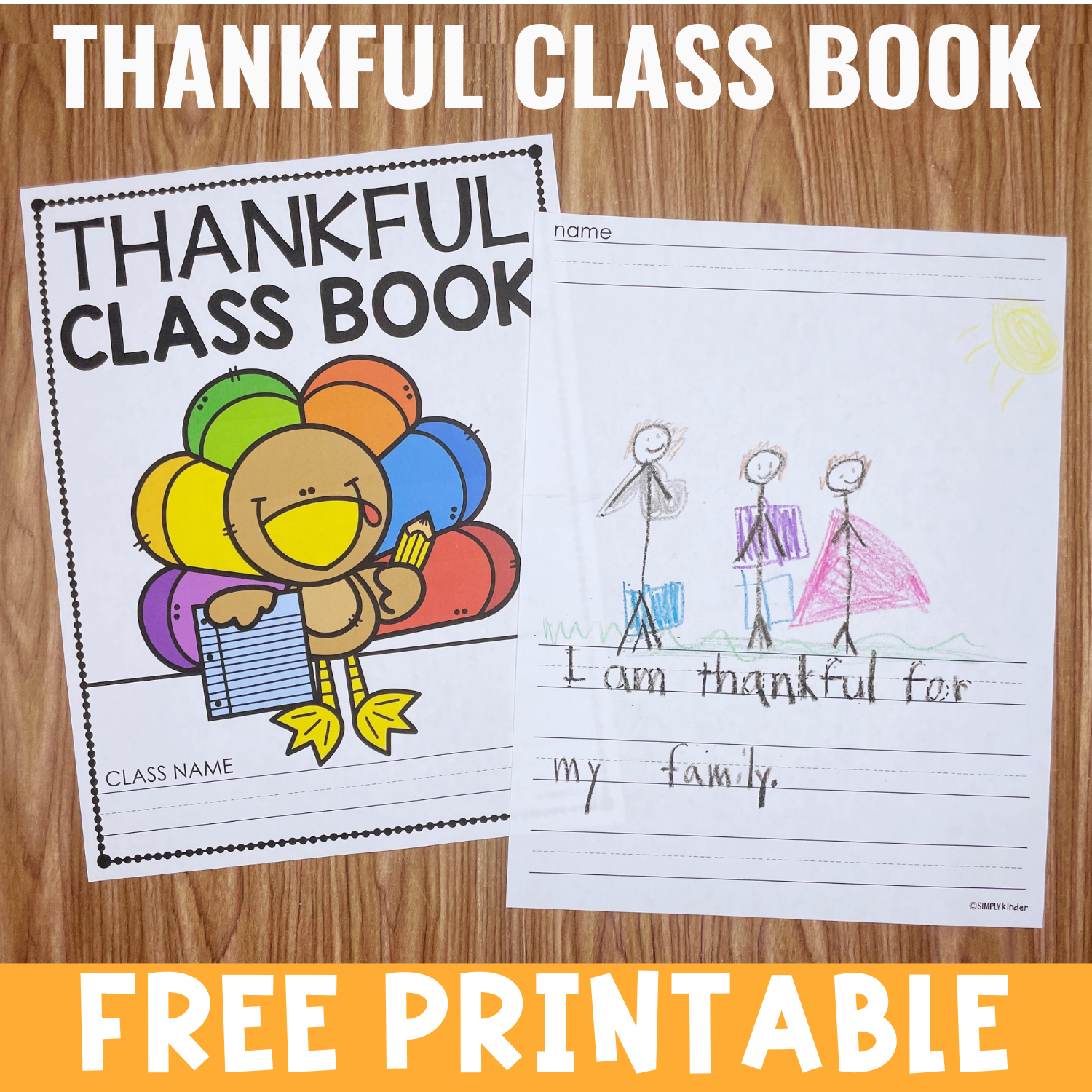 Thankful Class Book Free Printable - Simply Kinder with Printable Thanksgiving Books For Preschoolers