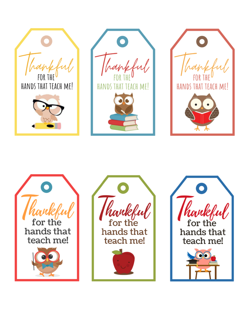 Thankful For The Hands That Teach Me Free Printable Gift Tags with regard to I am Thankful Teacher Printable