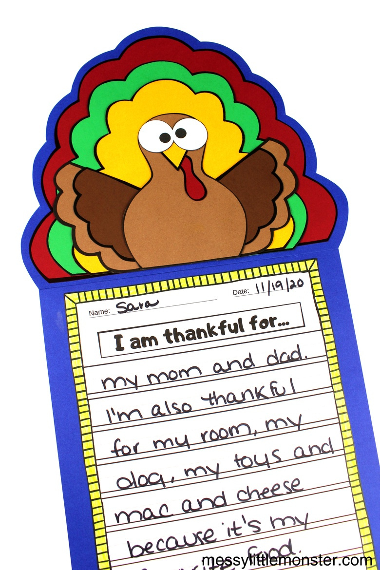 Thankful Turkey Craft And I Am Thankful For Printable - Messy with regard to Printable I Am Thankful For Writing Prompt