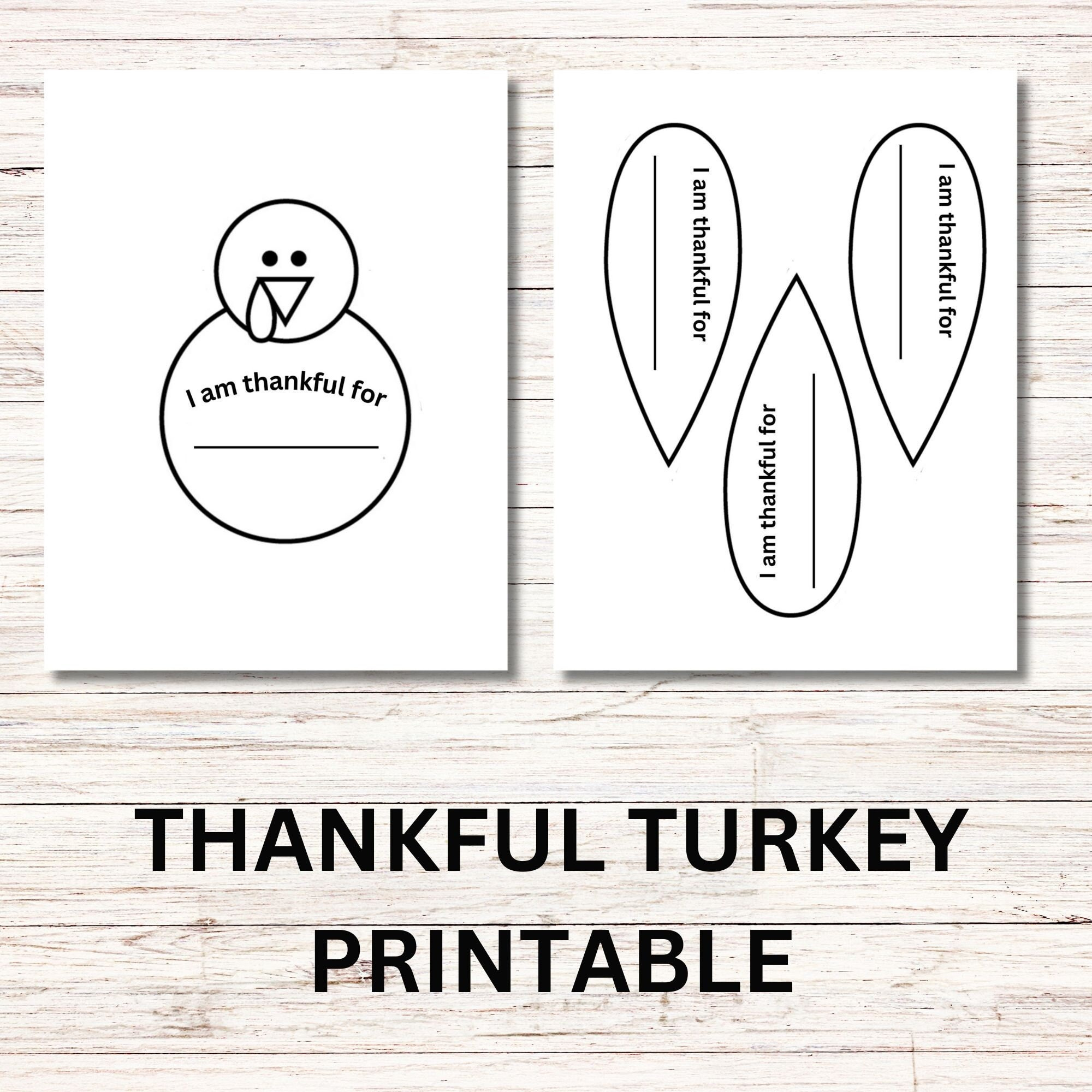 Thankful Turkey Printable, Thankful Turkey, I Am Thankful For, I in Printable Thankful Turkey Craft Template