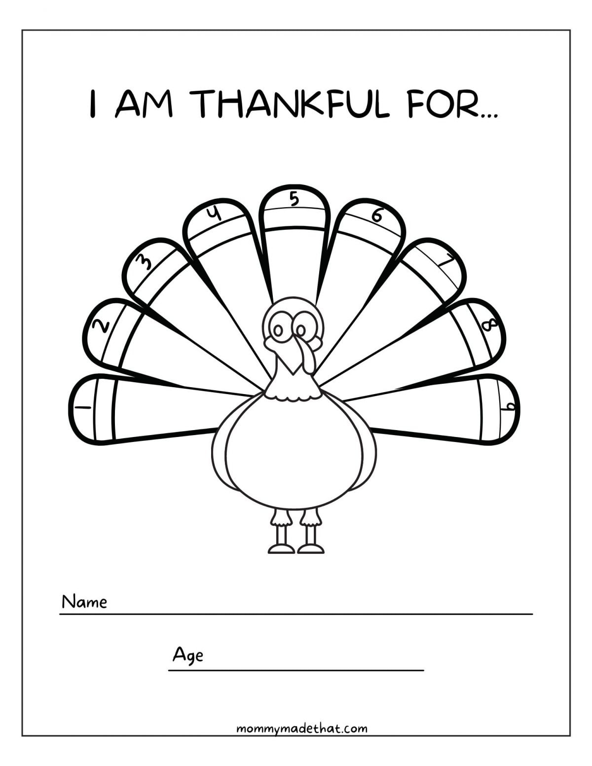 Thankful Turkey Printable with regard to Thankful Turkey Template Printable
