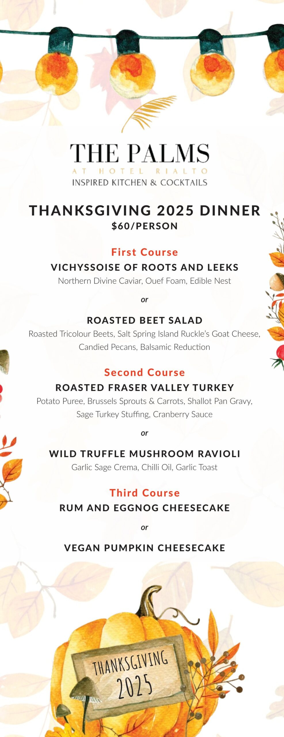 Thanksgiving 2025 Feature Menu - The Palms Restaurant Downtown regarding Thanksgiving Menu 2025 Template