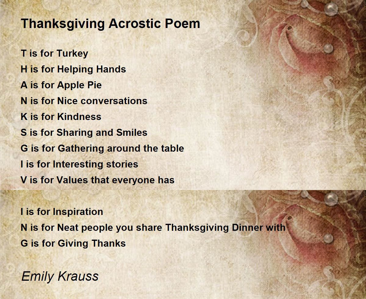 Thanksgiving Acrostic Poem - Thanksgiving Acrostic Poem Poem for Acrostic Poem Of Thanksgiving