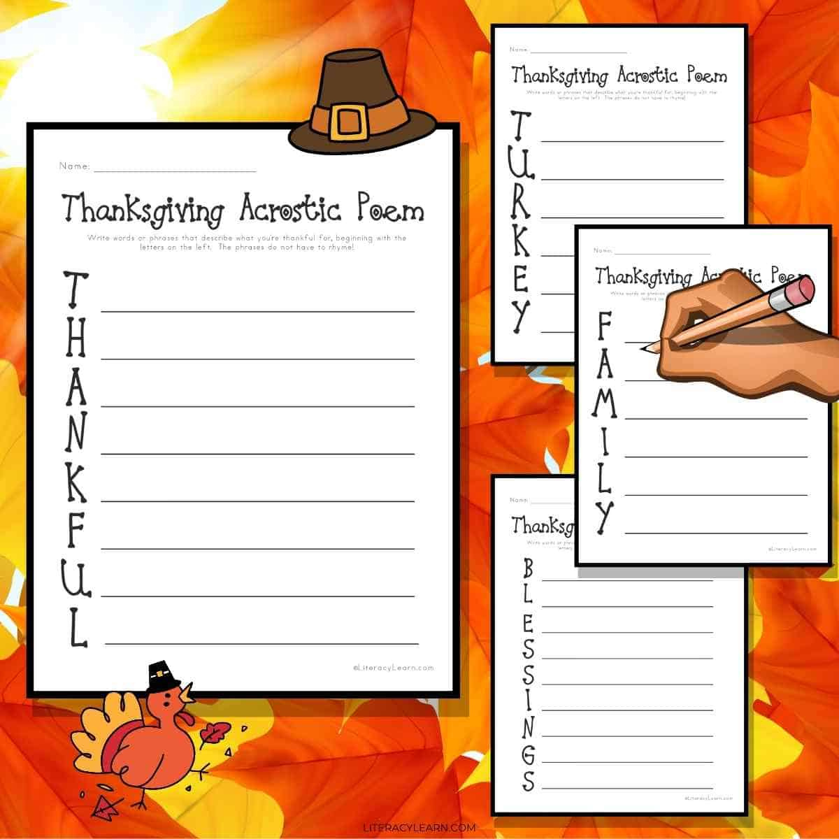Thanksgiving Acrostic Poems - 4 Free Printables - Literacy Learn regarding Thanksgiving Acrostic Poem Ideas