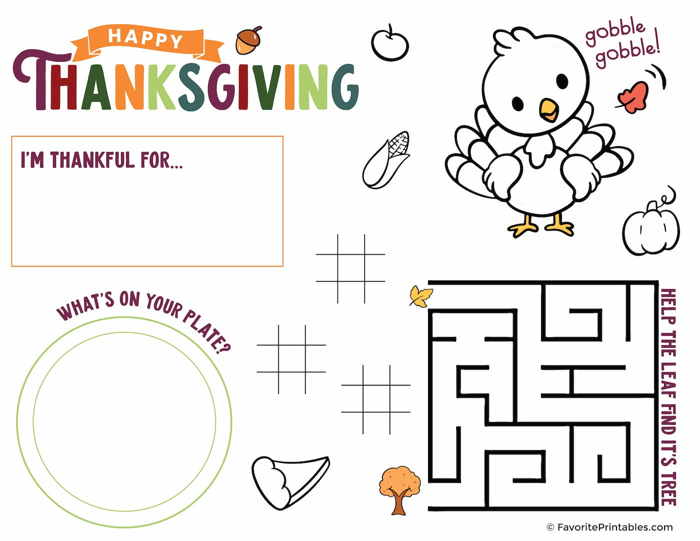 Thanksgiving Activity Sheet Printable For Kids - Favorite regarding Thanksgiving Printable Activity Pages