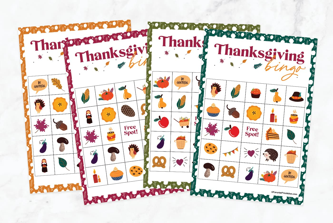 Thanksgiving Bingo Cards, Free Set Of 24 Cards - Favorite Printables throughout Thanksgiving Printable Bingo Games