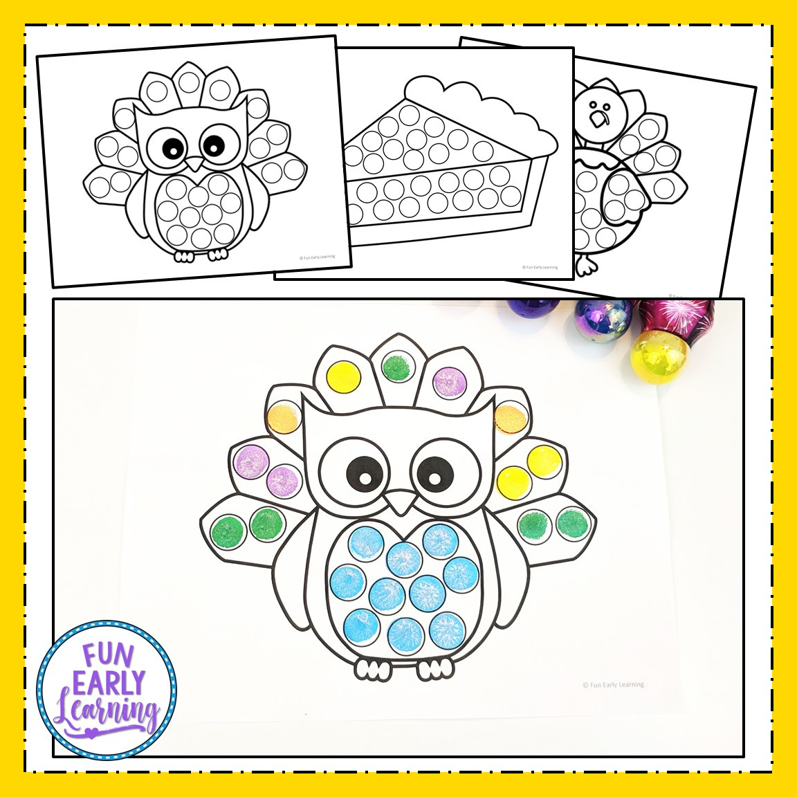 Thanksgiving Bingo Dauber Coloring Pages – Fun Early Learning throughout Printable Thanksgiving Bingo Dauber For Preschoolers