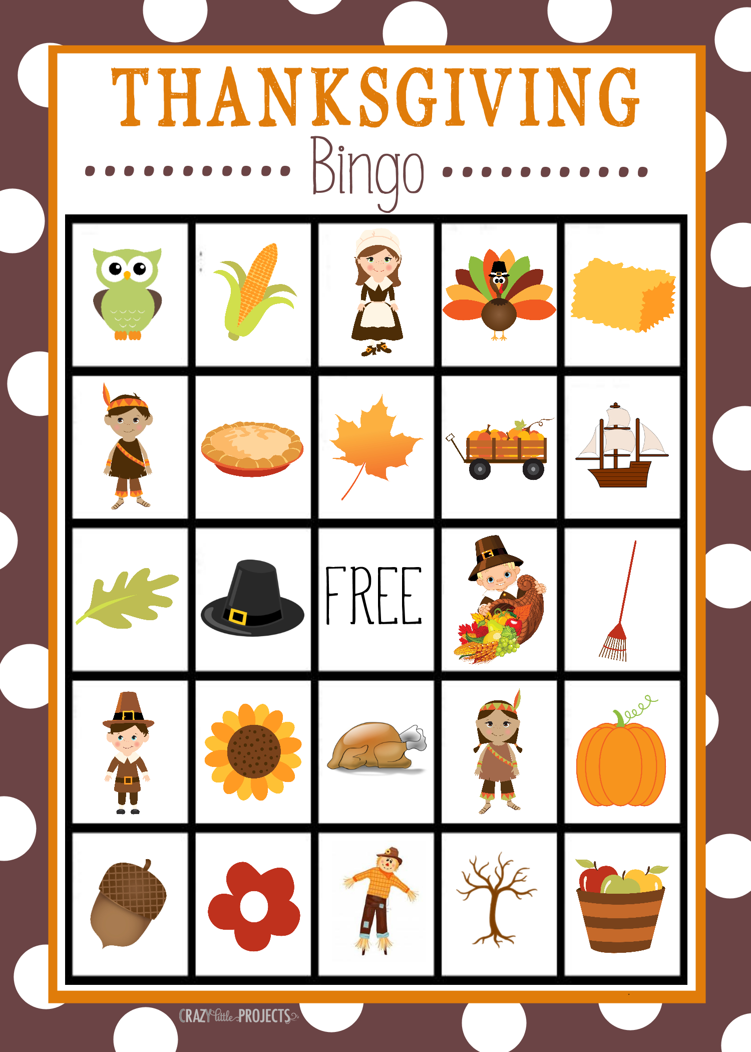 Thanksgiving Bingo Game - Crazy Little Projects within Thanksgiving Bingo Free Printable