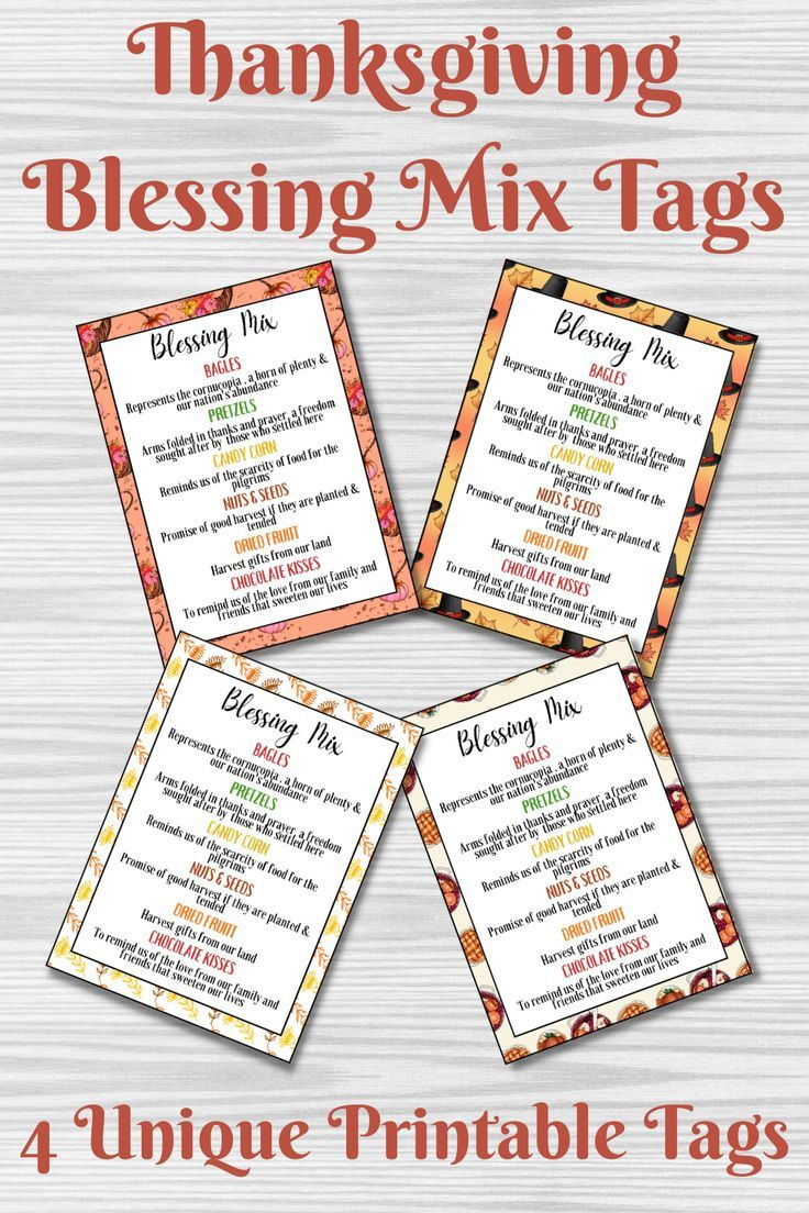 Thanksgiving Blessing Mix Tags, Thanksgiving Trail Mix for Thanksgiving Blessing Mix Printable Tags