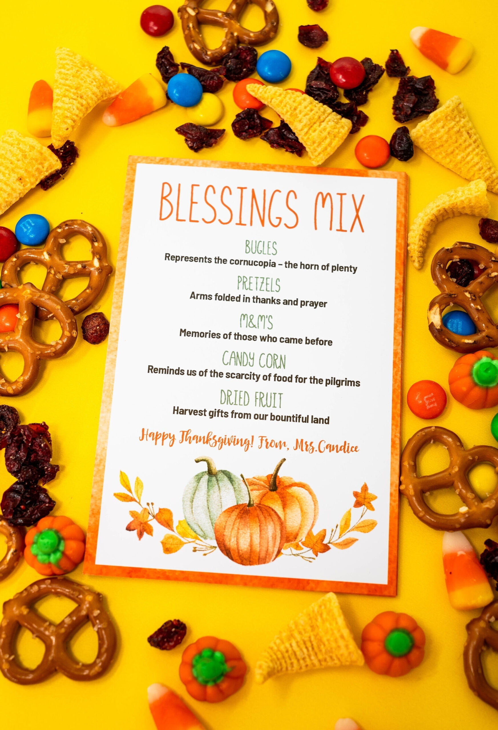Thanksgiving Blessing Mix Treat Bag Card, Thanksgiving Printable pertaining to Thanksgiving Blessing Mix Poem