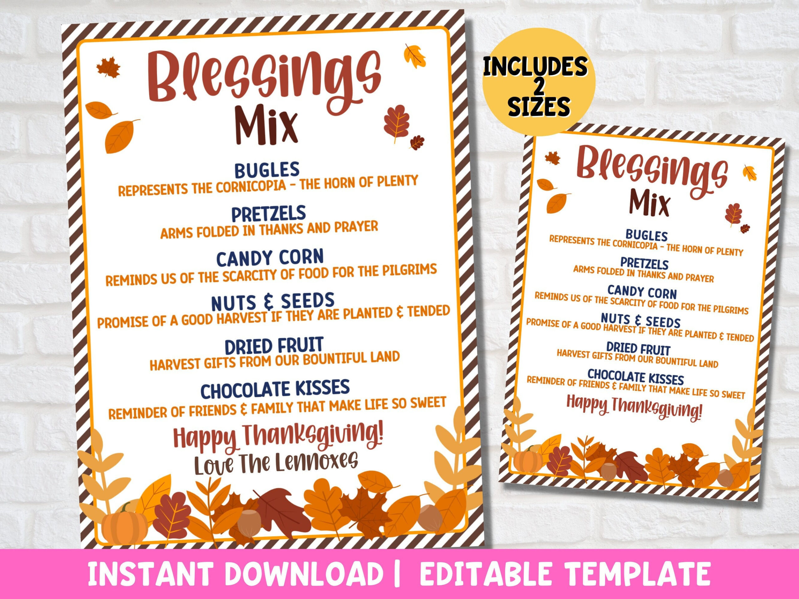 Thanksgiving Blessings Mix Tag For Appreciation - Fall Trail Mix regarding Thanksgiving Blessing Mix Printable Tags