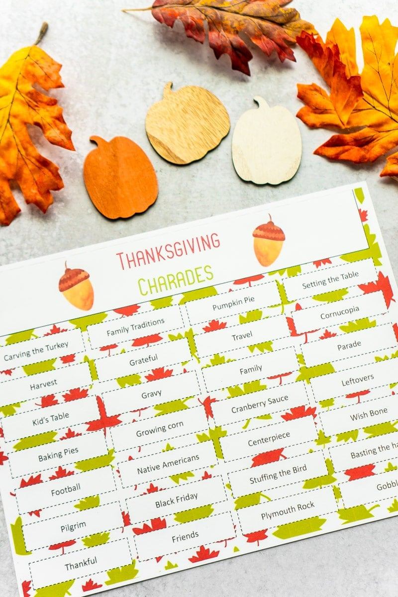 Thanksgiving Charades Game (Free Printable Cards) - Play Party Plan for Thanksgiving Charades Free Printable