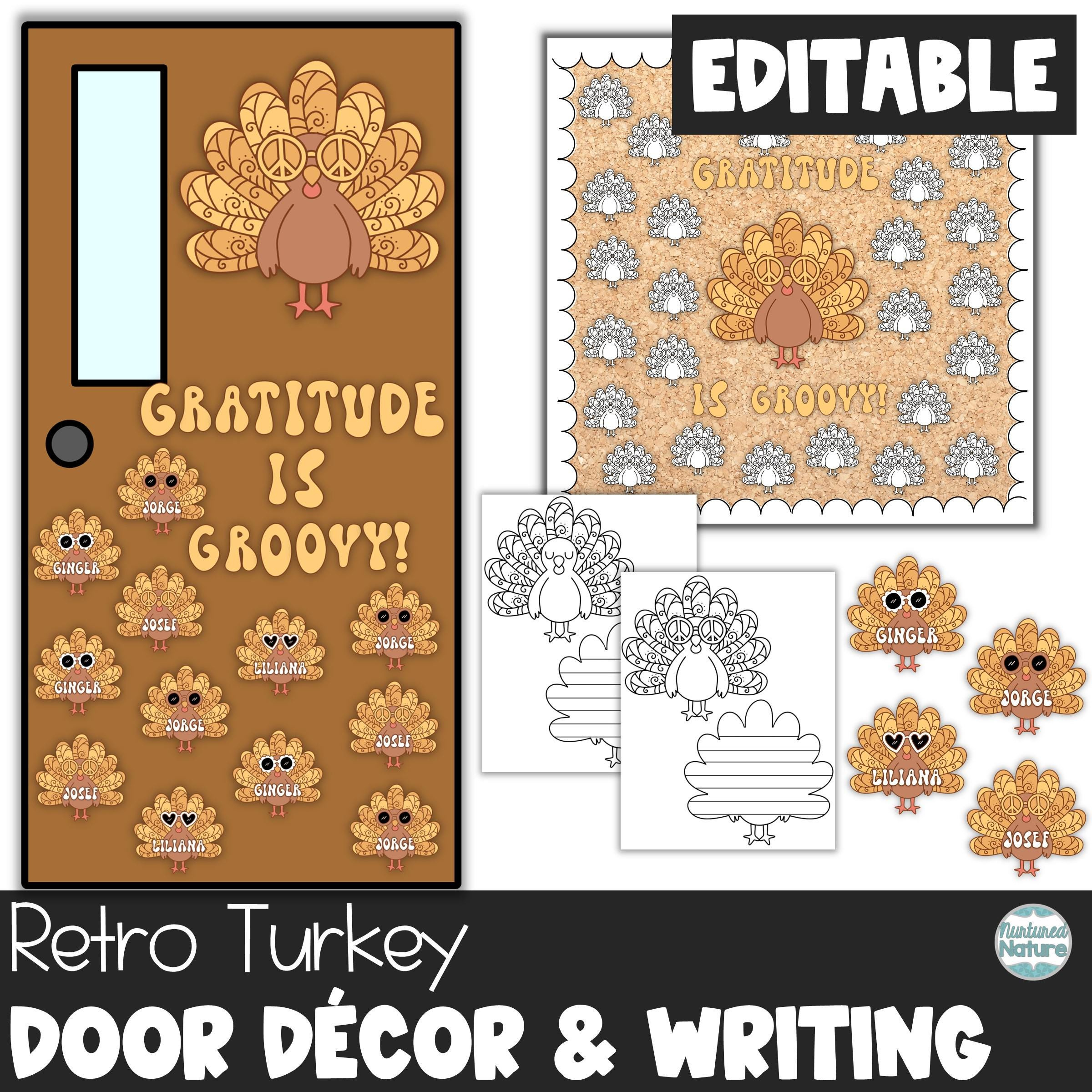 Thanksgiving Classroom Door Decoration, Turkey Bulletin Board with regard to Thanksgiving Classroom Decorations Printable