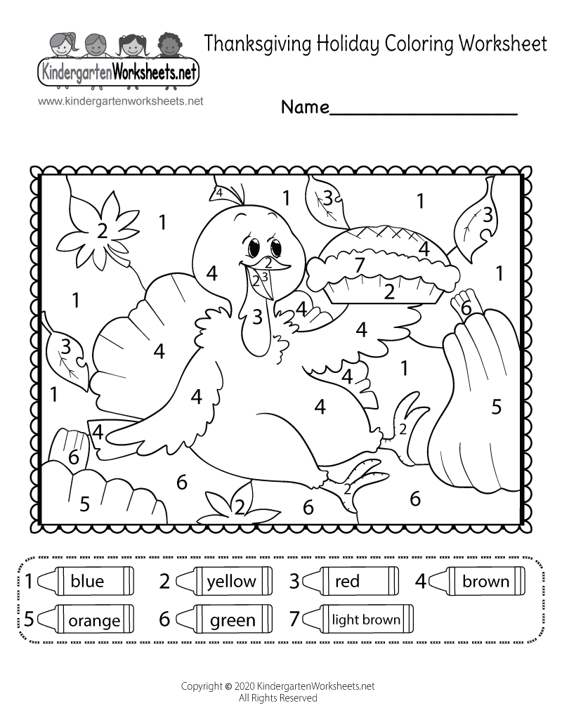 Thanksgiving Colornumber Worksheet - Free Printable, Digital for Thanksgiving Addition Worksheets Kindergarten