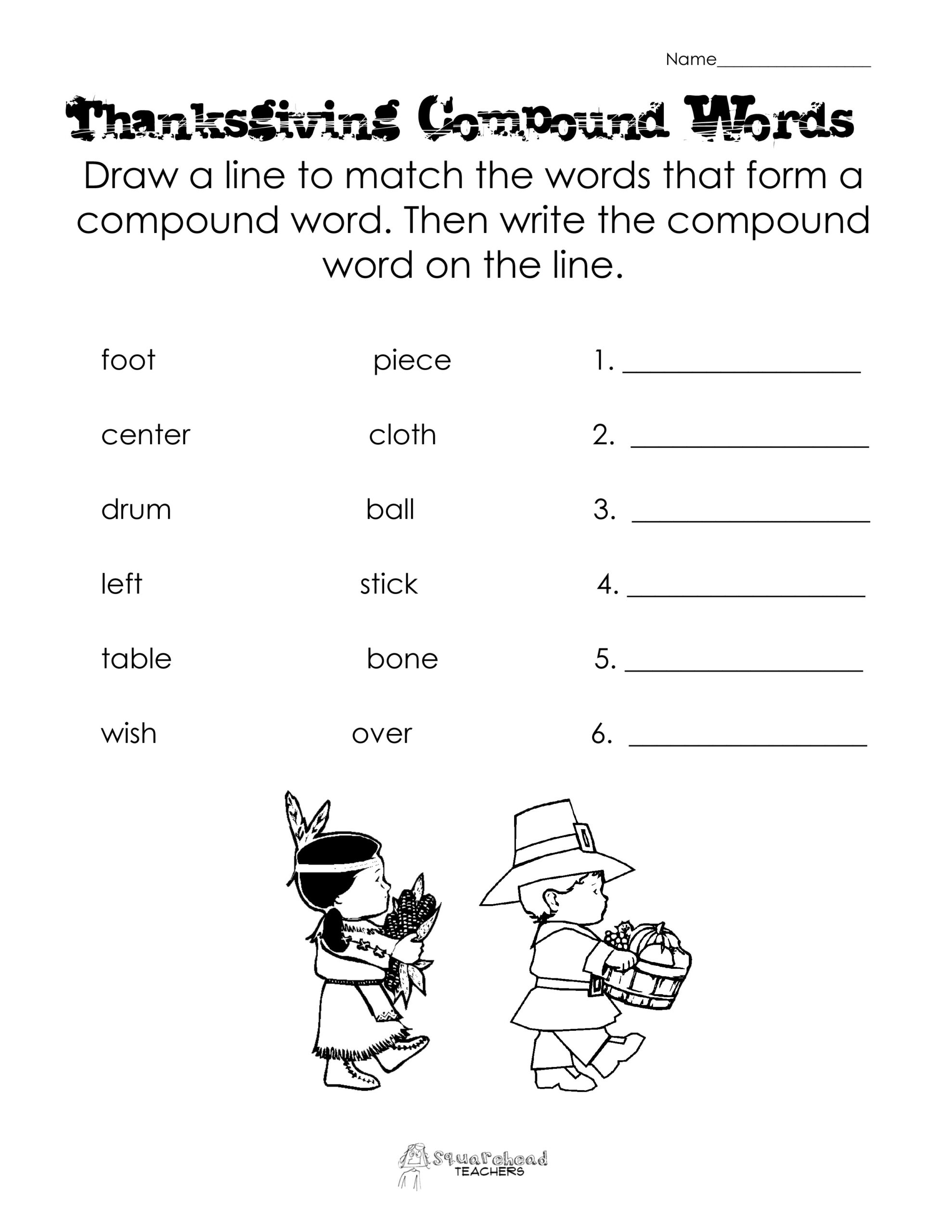 Thanksgiving Compound Words Worksheet | Squarehead Teachers in Free Printable Thanksgiving Worksheets For 2Nd Grade