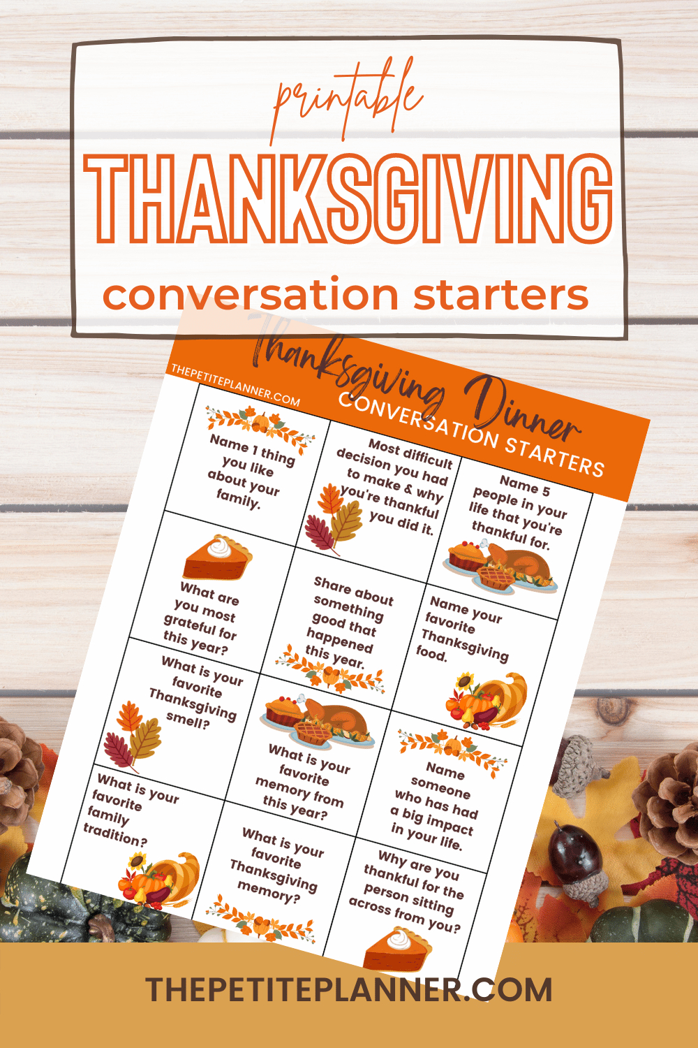 Thanksgiving Dinner Conversation Starters (With Free Printable!) pertaining to Printable Thanksgiving Conversation Starters