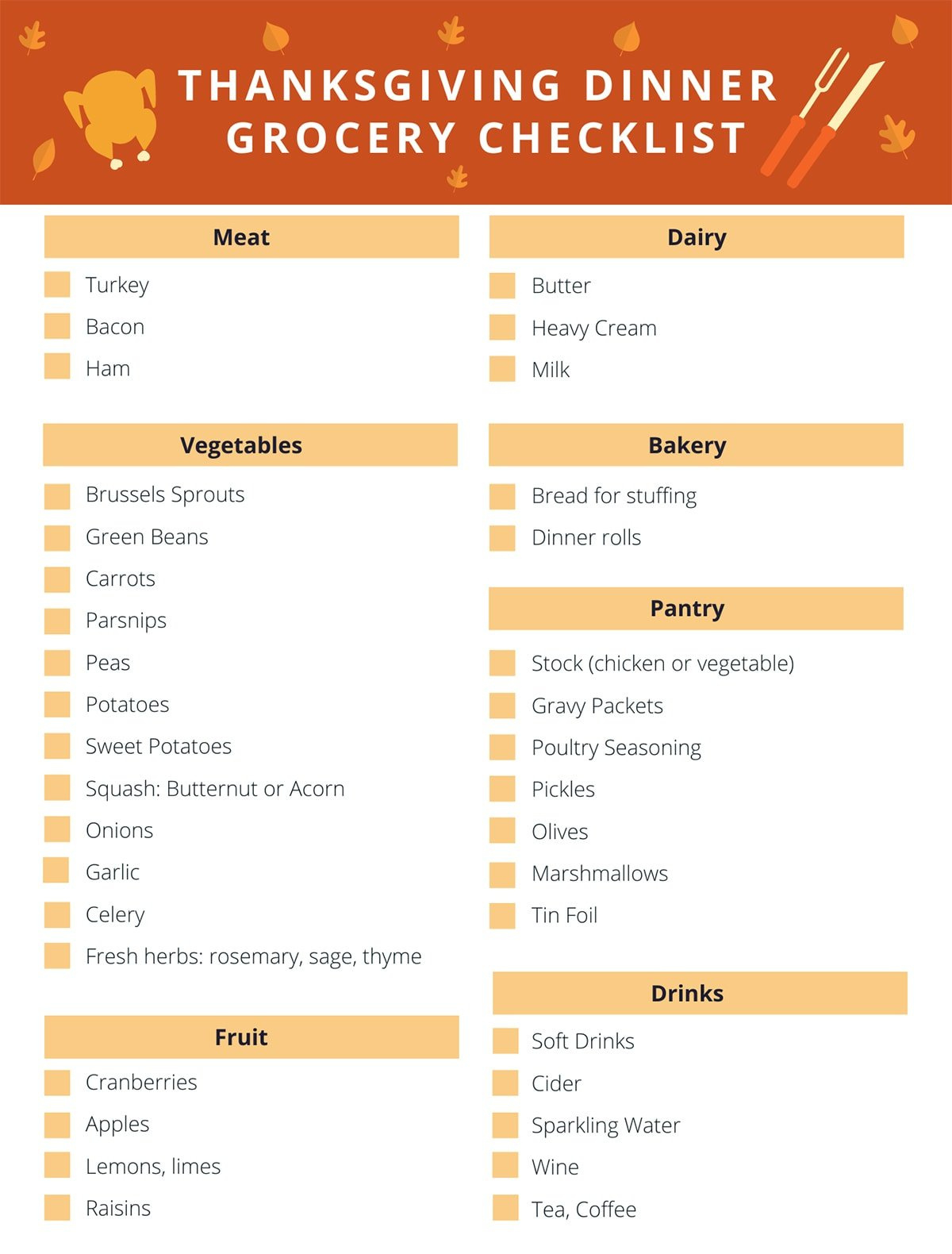 Thanksgiving Dinner Grocery Checklist - A Pretty Life In The Suburbs inside Traditional Thanksgiving Dinner Menu Checklist Printable
