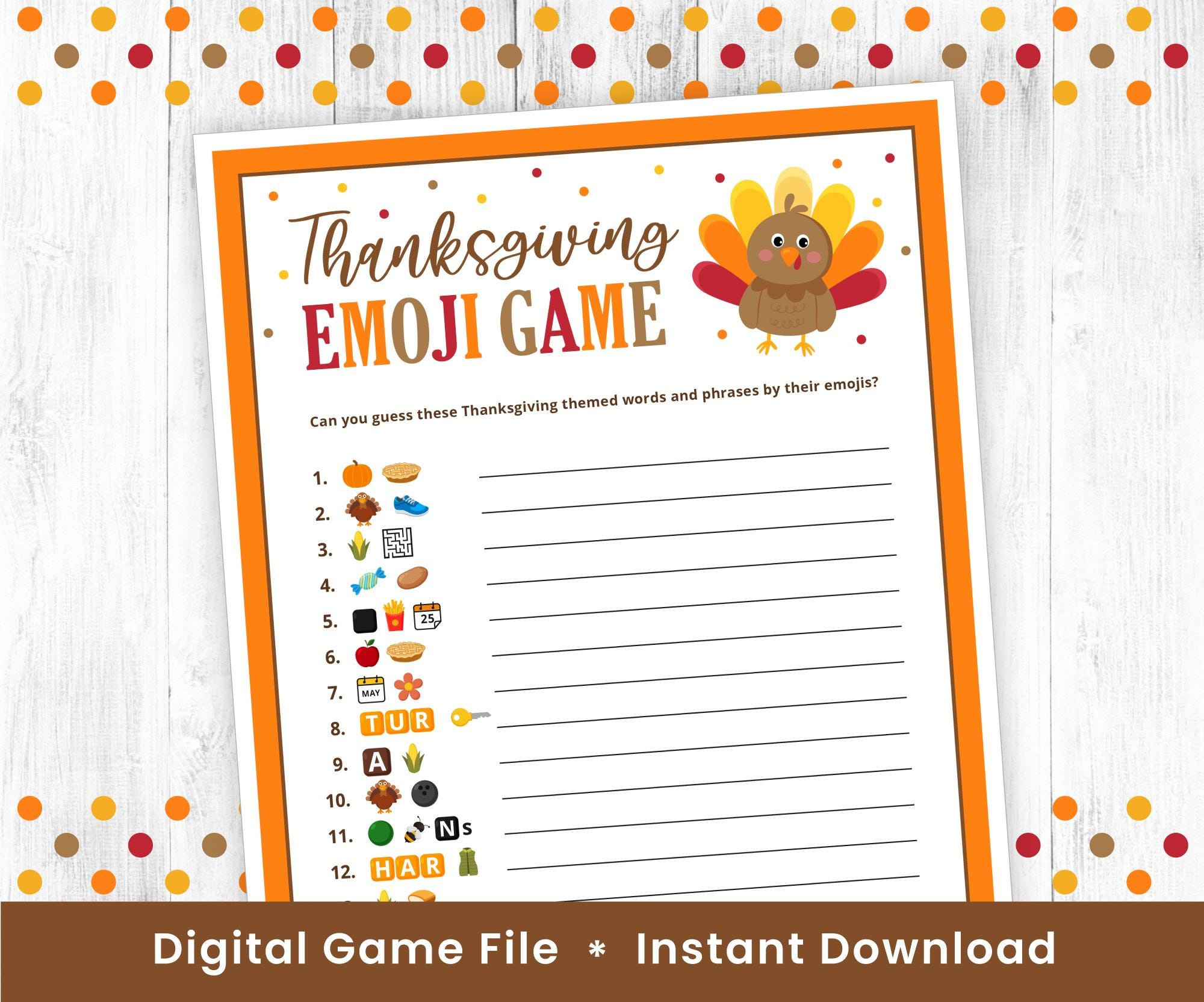 Thanksgiving Emoji Game Printable, Thanksgiving Activity Kids within Thanksgiving Emoji Game Printable