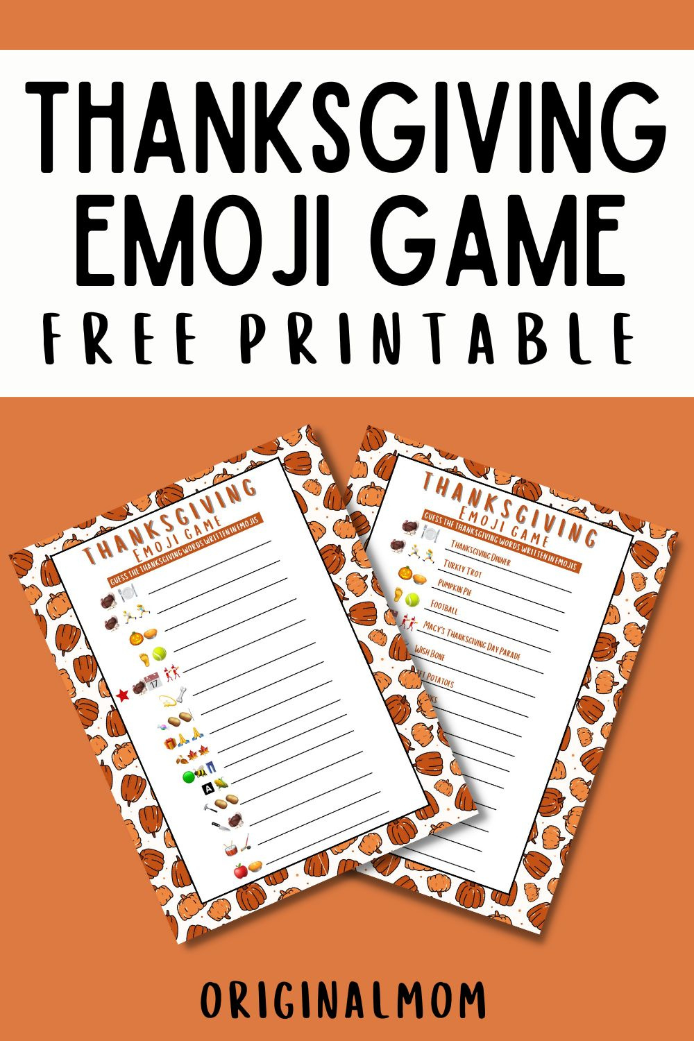 Thanksgiving Emoji Pictionary Game Free Printable - Originalmom inside Thanksgiving Emoji Game Free Printable