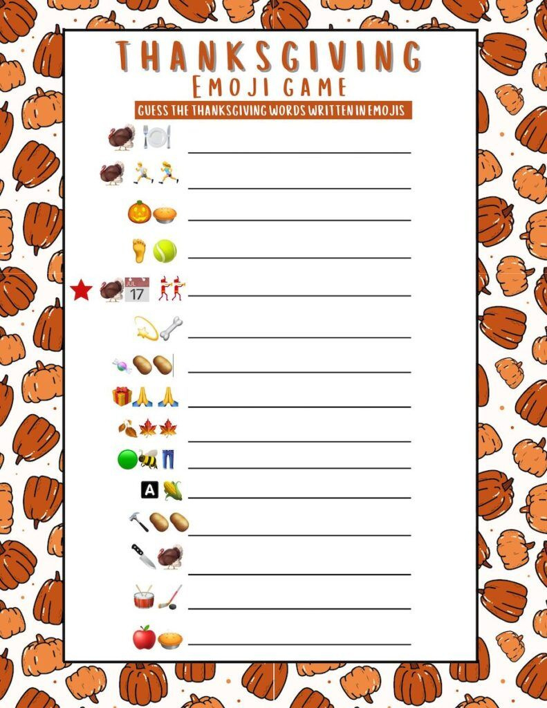Thanksgiving Emoji Pictionary Game Free Printable - Originalmom regarding Thanksgiving Emoji Pictionary Free Printable