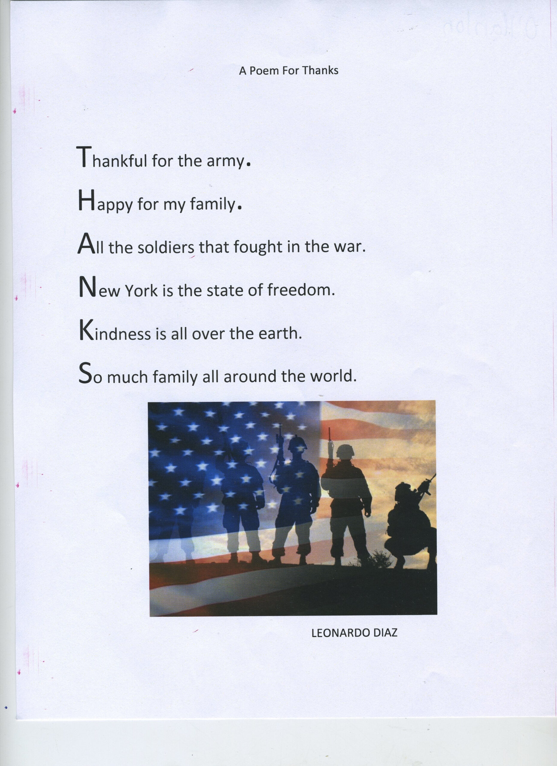 Thanksgiving Essays And Contributions Sd 1 | Nysenate.gov throughout Soldiers Thanksgiving Poem