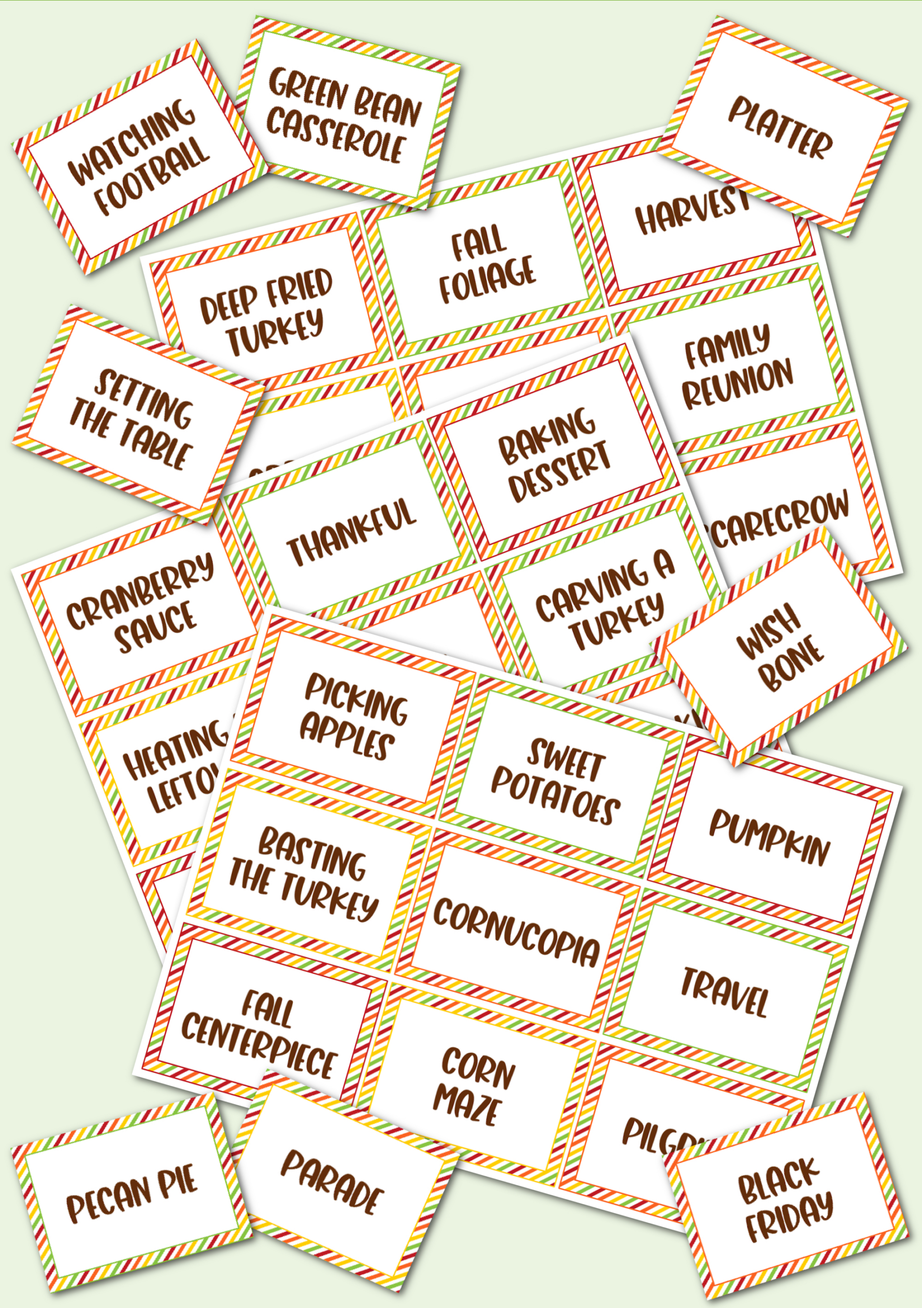 Thanksgiving Game Cards - Kara Creates for Thanksgiving Pictionary Free Printable